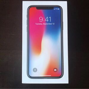 Apple iPhone X 64 GB Space Gray BOX ONLY Documents Stickers  Good Condition